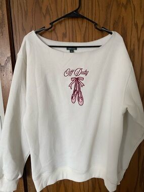 Lands' End Off Duty Ballet Graphic Sweatshirt - White